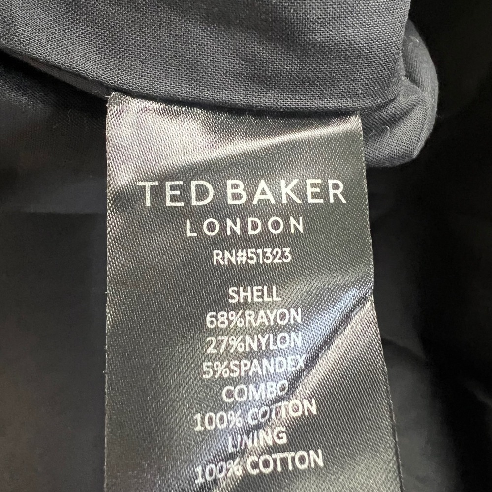 Ted Baker Mireya Black Drop Waist Button Front Mini Dress Long Sleeve Size S NEW - Picture 8 of 11